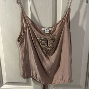 Gorgeous silk Nordstrom crop top, beaded size L fits like S or M
